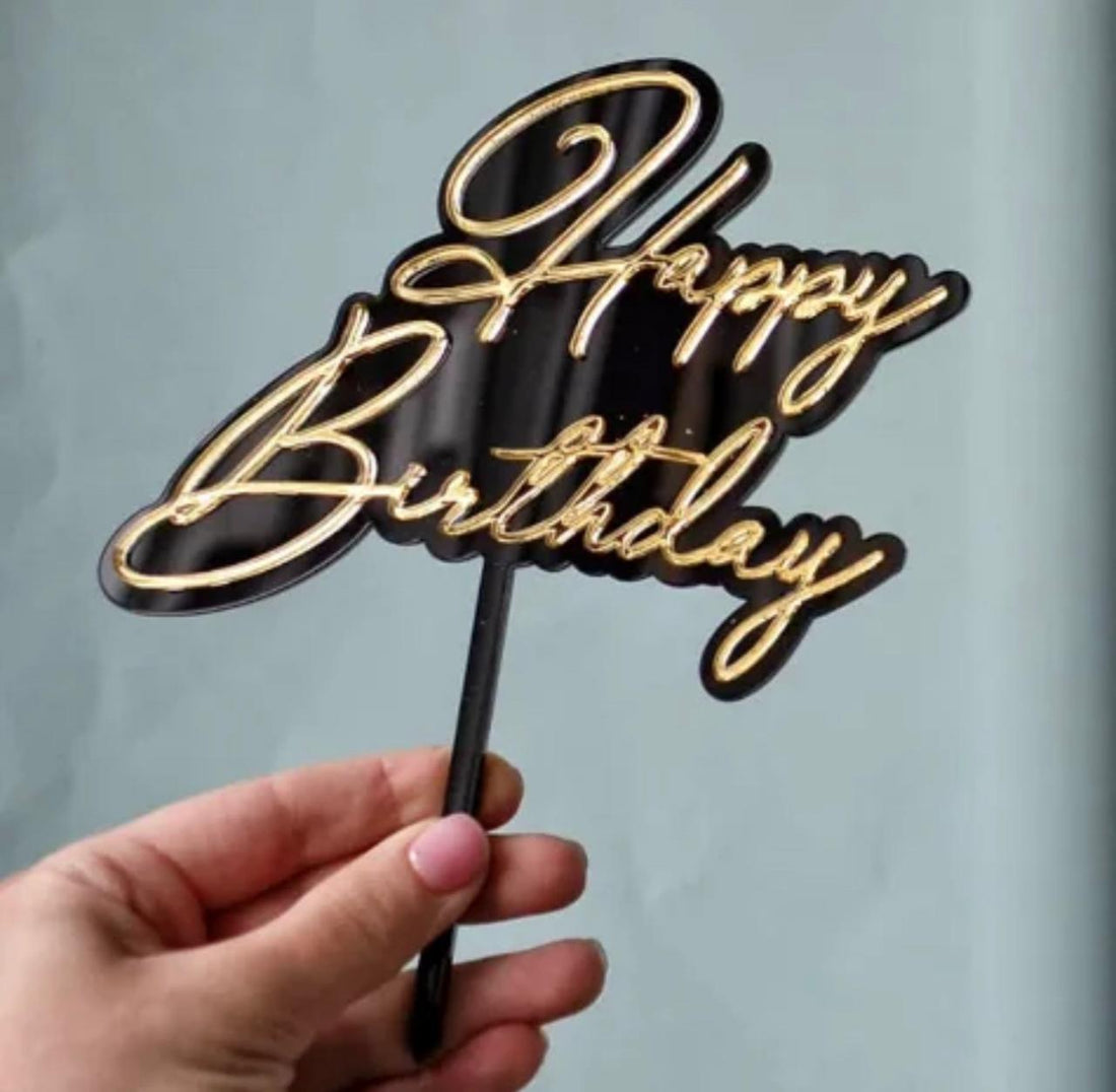 Happy Birthday - Gold & Black background