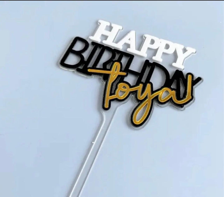 Happy Birthday - White, black & Gold