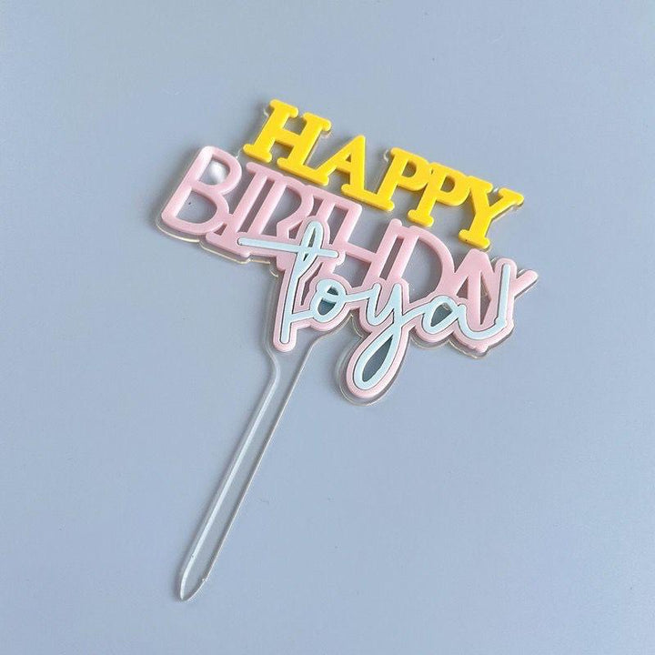 Happy Birthday - Yellow, Pink & White
